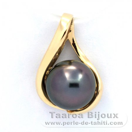 Gold 14k Pendant and 1 Tahitian Pearl Round B 8.3 mm