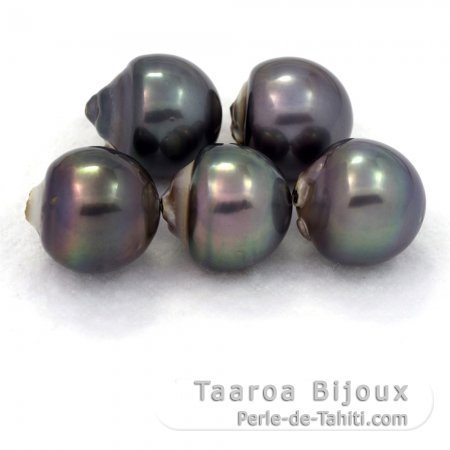 Lot of 5 Tahitian Pearls Baroque D from 13 à 13.3 mm