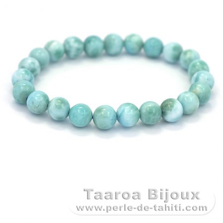 Bracelet of 23 Larimar Beads - 15 cm - 15 gr