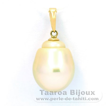 18K solid Gold Pendant and 1 Australian Pearl Baroque B 11.6 mm