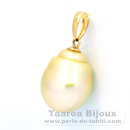 18K solid Gold Pendant and 1 Australian Pearl Baroque B 11.6 mm