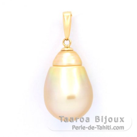 18K solid Gold Pendant and 1 Australian Pearl Baroque B 11.6 mm