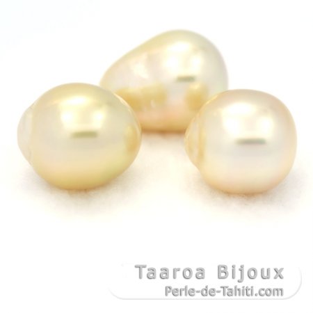Lot of 3 Australian Pearls Semi-Baroque A+ from 12.3 to 12.5 mm