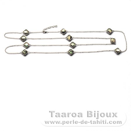 Rhodiated Sterling Silver Necklace and Tahitian Mother-of-Pearl