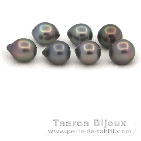 Lot of 7 Tahitian Pearls Semi-Baroque B from 8.5 to 8.9 mm