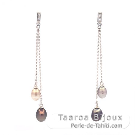 Rhodiated Sterling Silver Earrings and 4 Tahitian Keishis