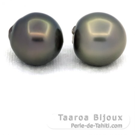 Lot of 2 Tahitian Pearls Semi-Baroque C 13.5 and 13.8 mm