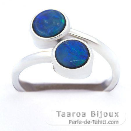 Sterling Silver Ring and 2 Australian Opals