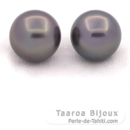 Lot of 2 Tahitian Pearls Round C 12 mm