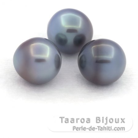 Lot of 3 Tahitian Pearls Semi-Baroque B from 10.8 to 10.9 mm