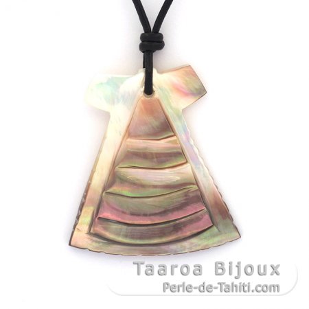 Mother-of-Pearl Pendant and Leather Necklace