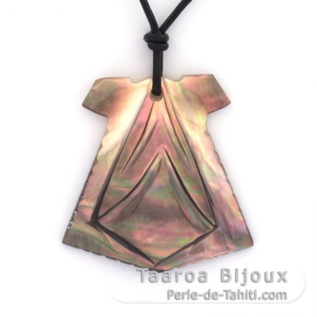 Mother-of-Pearl Pendant and Leather Necklace