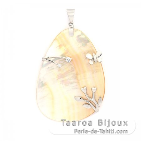 Mother-of-Pearl and Rhodiated Sterling Silver Pendant