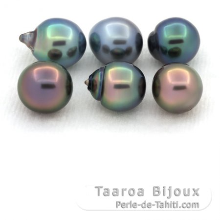 Lot of 6 Tahitian Pearls Semi-Baroque C+ from 8.5 to 8.9 mm