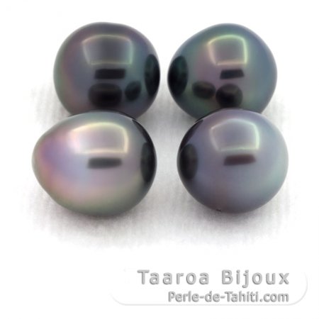 Lot of 4 Tahitian Pearls Semi-Baroque B from 8.8 to 8.9 mm