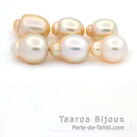 Lot of 6 Australian Pearls Semi-Baroque BC from 11.7 to 14.1 mm