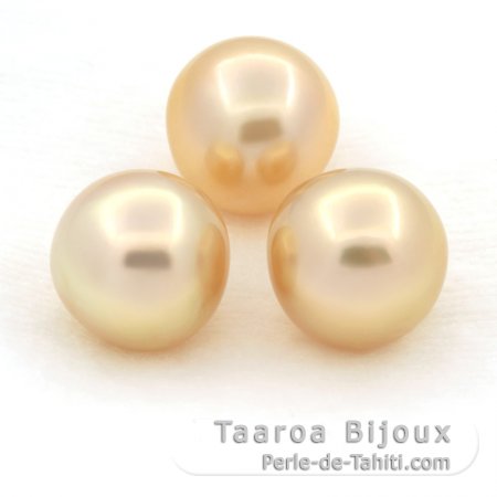 Lot of 3 Australian Pearls Semi-Baroque C from 11 to 11.2 mm