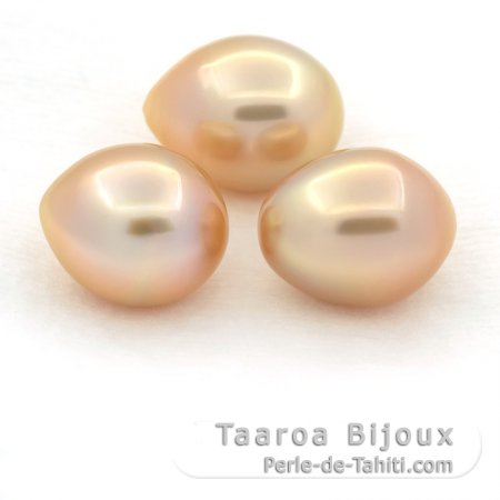 Lot of 3 Australian Pearls Semi-Baroque B from 11.2 to 11.4 mm