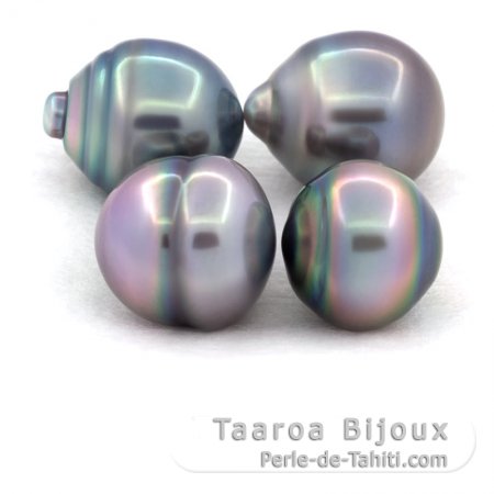 Lot of 4 Tahitian Pearls Ringed C from 11.5 to 11.9 mm