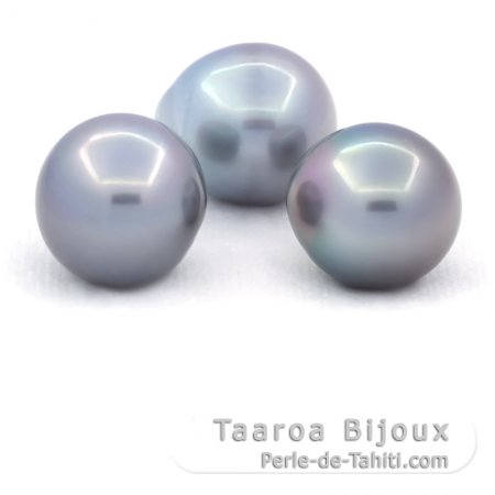 Lot of 3 Tahitian Pearls Semi-Baroque C from 13.6 to 13.8 m