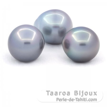 Lote de 3 Prolas do Tahiti Semi-Barrocas C de 13.6 a 13.8 mm