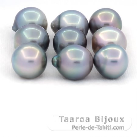 Lot of 9 Tahitian Pearls Semi-Baroque C from 11.6 to 11.9 mm