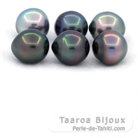Lot of 6 Tahitian Pearls Semi-Baroque B/C from 11.5 to 11.8 mm