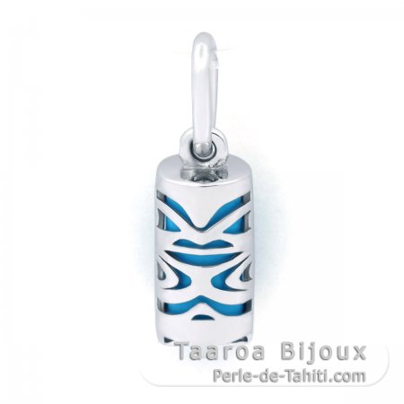 Silver and Turquoise Tiki - 10 mm - Luck