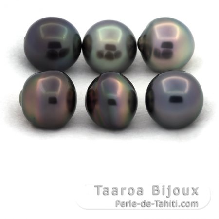 Lot of 6 Tahitian Pearls Semi-Baroque C from 11.6 to 11.8 mm