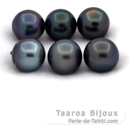 Lot of 6 Tahitian Pearls Semi-Baroque C from 12 to 12.4 mm