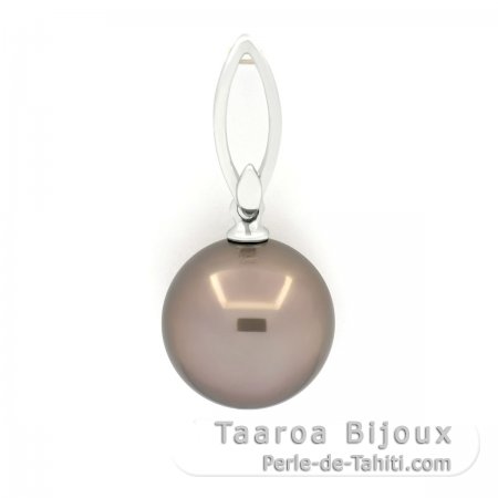 Pingente em Ouro branco 18K e 1 Prola Tahiti Redonda A 12 mm