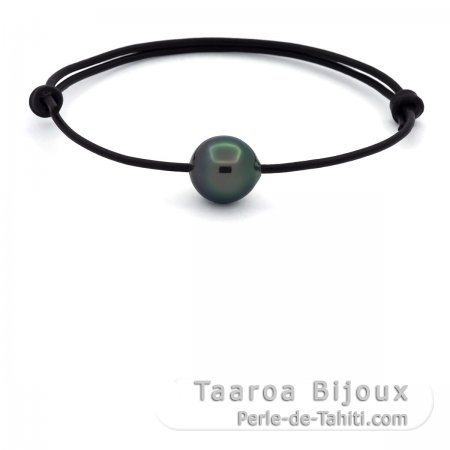 Leather Bracelet and 1 Tahitian Pearl Semi-Baroque B 11.5 mm