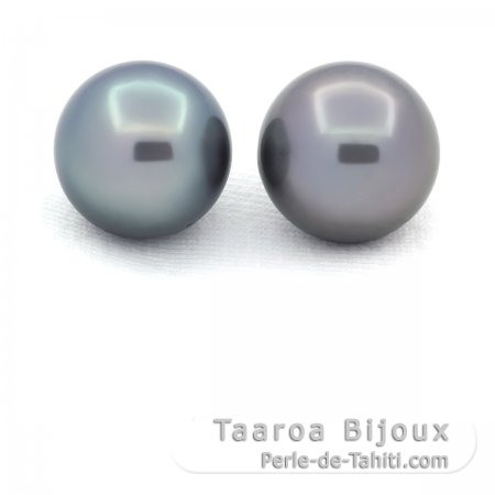 Lot of 2 Tahitian Pearls Round C 11.7 and 11.9 mm