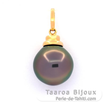 18K Solid Gold Pendant and 1 Tahitian Pearl Semi-Baroque B 11.7 mm
