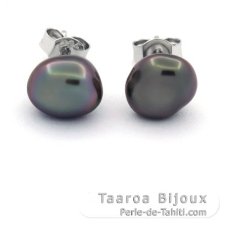 Rhodiated Sterling Silver Earrings and 2 Tahitian Keishis