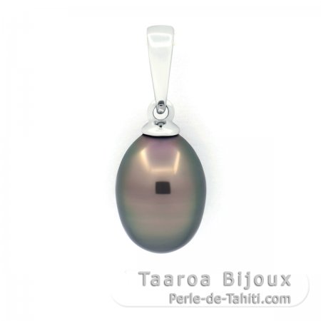 Rhodiated Sterling Silver Pendant and 1 Tahitian Keishi