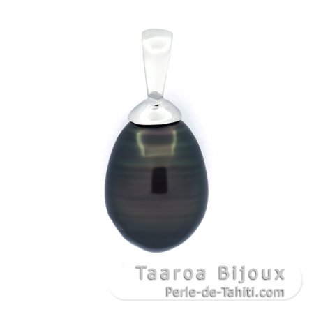 Rhodiated Sterling Silver Pendant and 1 Tahitian Keishi