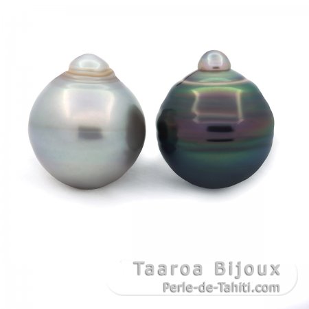 Lot of 2 Tahitian Pearls Ringed C 12.7 mm