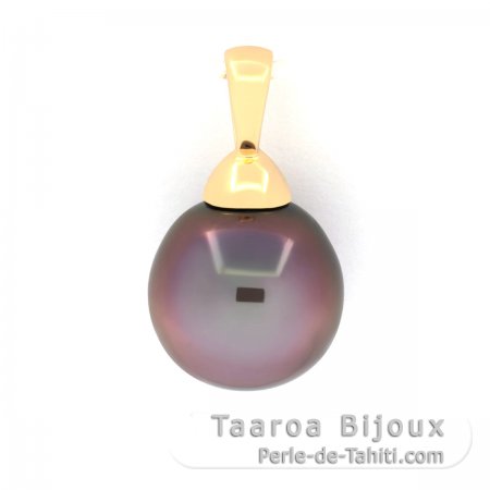 18K Solid Gold Pendant and 1 Tahitian Pearl Semi-Baroque B 10.3 mm