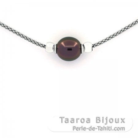 Pulseira em Prata e 1 Prola do Tahiti Semi-Barroca B 10.4 mm