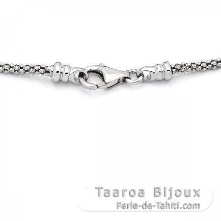 Rhodiated Sterling Silver Bracelet and 1 Tahitian Pearl Round C 10.3 mm
