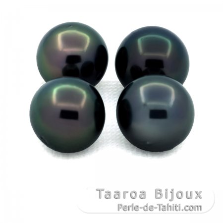 Lot of 4 Tahitian Pearls Near-Round C/D from 9 to 9.3 mm
