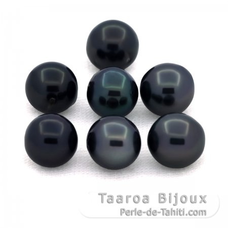 Lot of 7 Tahitian Pearls Near-Round C/D from 7.5 to 7.9 mm
