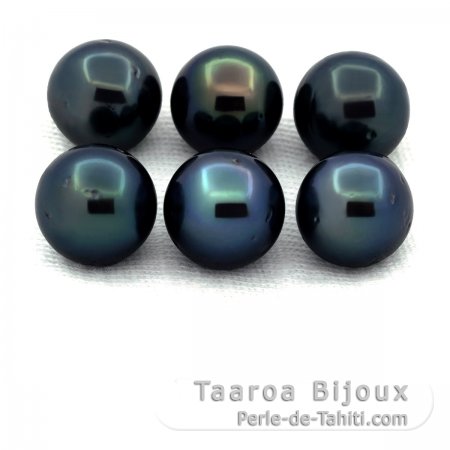 Lote de 6 Prolas do Tahiti Redondas D de 9 a 9.1 mm