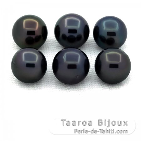 Lot of 6 Tahitian Pearls Round C/D from 7.5 to 7.8 mm