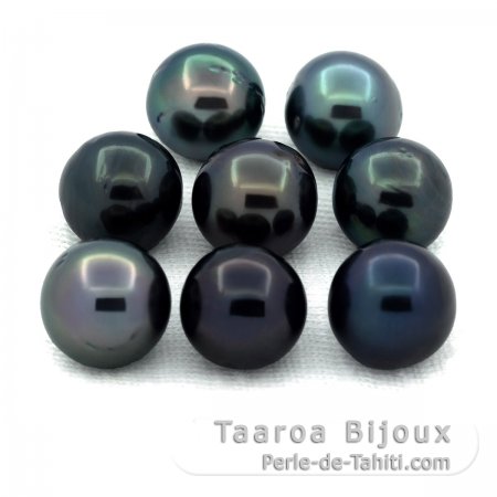 Lot of 8 Tahitian Pearls Near-Round D from 9 to 9.2 mm