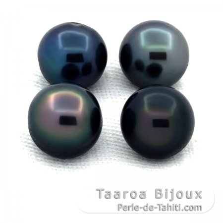 Lot of 4 Tahitian Pearls Semi-Baroque C/D from 8.5 to 8.9 mm