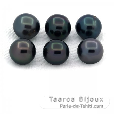 Lot of 6 Tahitian Pearls Near-Round C/D from 8 to 8.2 mm