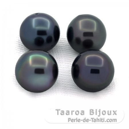 Lot of 4 Tahitian Pearls Round D from 8 to 8.3 mm