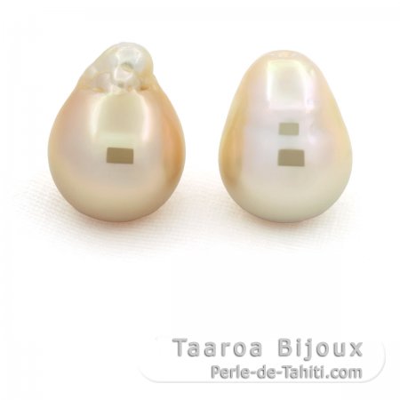 Lot of 2 Australian Pearls Semi-Baroque C/D from 12.5 to 12.8 mm